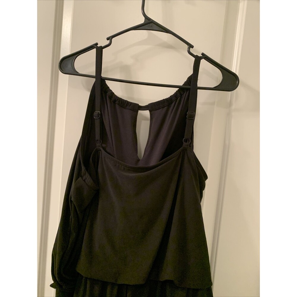 Women's Black High Neck Swim Romper with Pockets One Piece Swimsuit Aqua Sz 24W - Picture 16 of 16